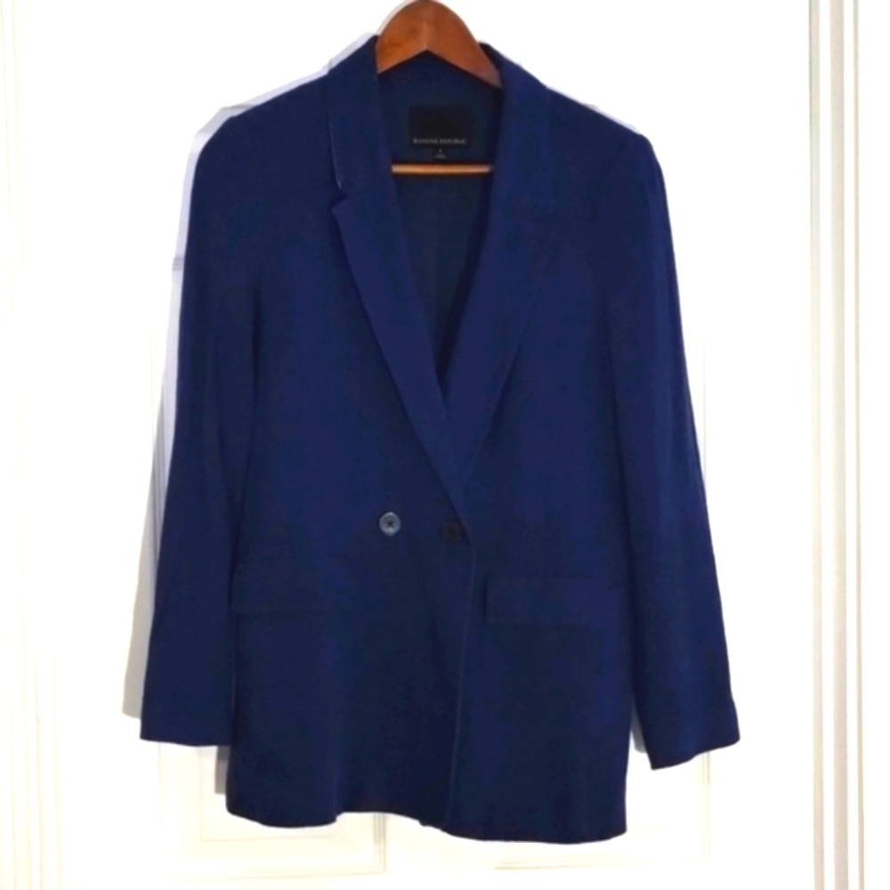 Banana Republic women’s blazer two button linen blend stretch size 4